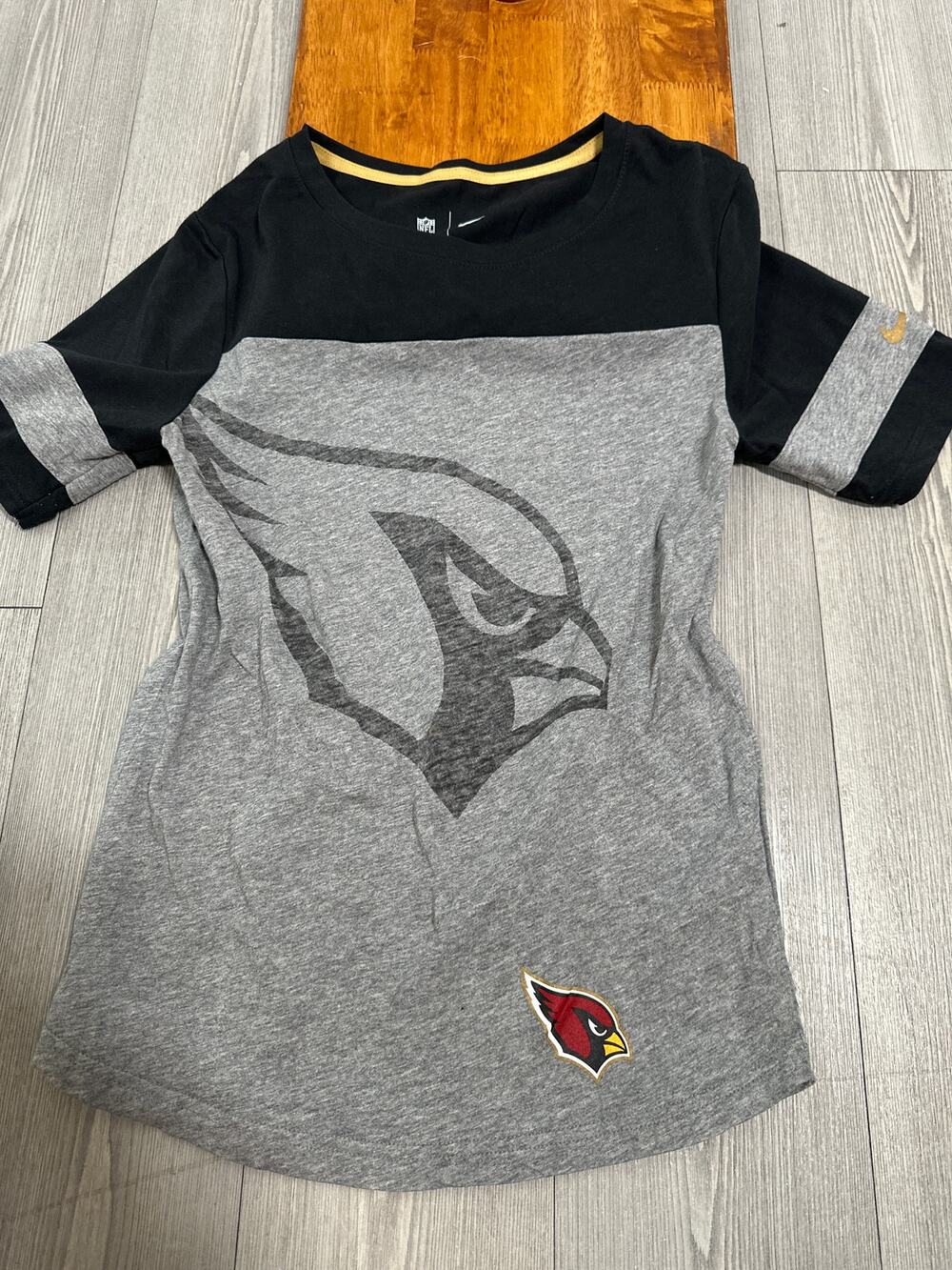 NFL Arizona Cardinals NIKE Slub T-Shirt Women's S Gray Black Cotton Baseball Tee